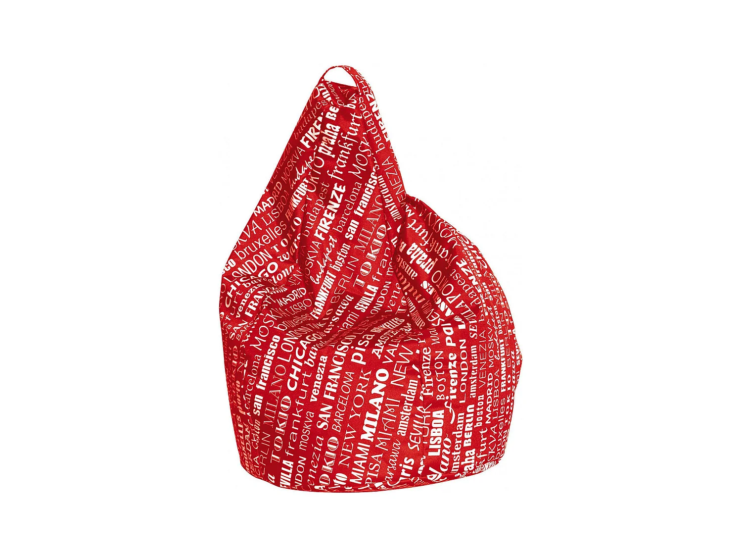 Pouf Marisa, Fauteuil polyvalent, Chaise sac, Pouf repose-pieds, Made in Italy, 80x80 h120 cm, Rouge et blanc
