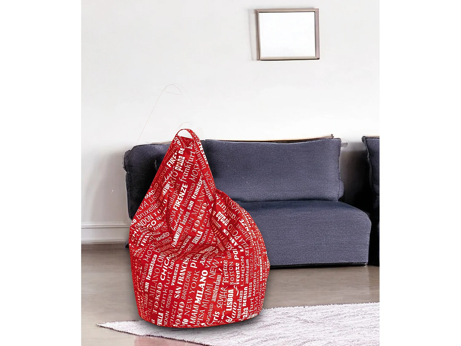 Pouf Marisa, Forma Sacco Made in Italy, 80x80x120h cm Multicolore