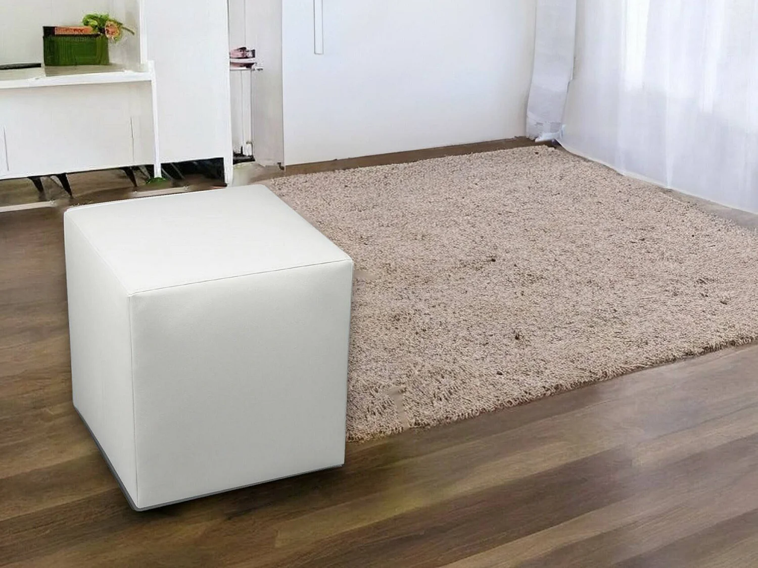 Pouf Accumoli, Mehrzwecksessel, Sitzsack, Hockerhocker, Made in Italy, 40x40 h42 cm, WeiÃŸ