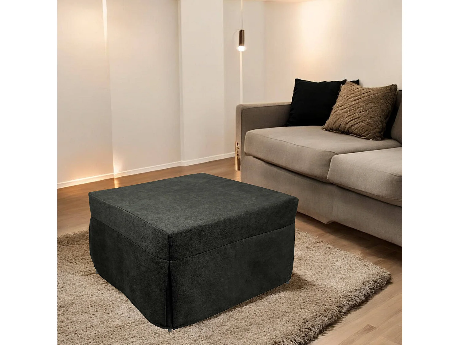 Pouf Arno, Fauteuil polyvalent, Chaise sac, Pouf repose-pieds, Made in Italy, 78x78 h45 cm, Gris