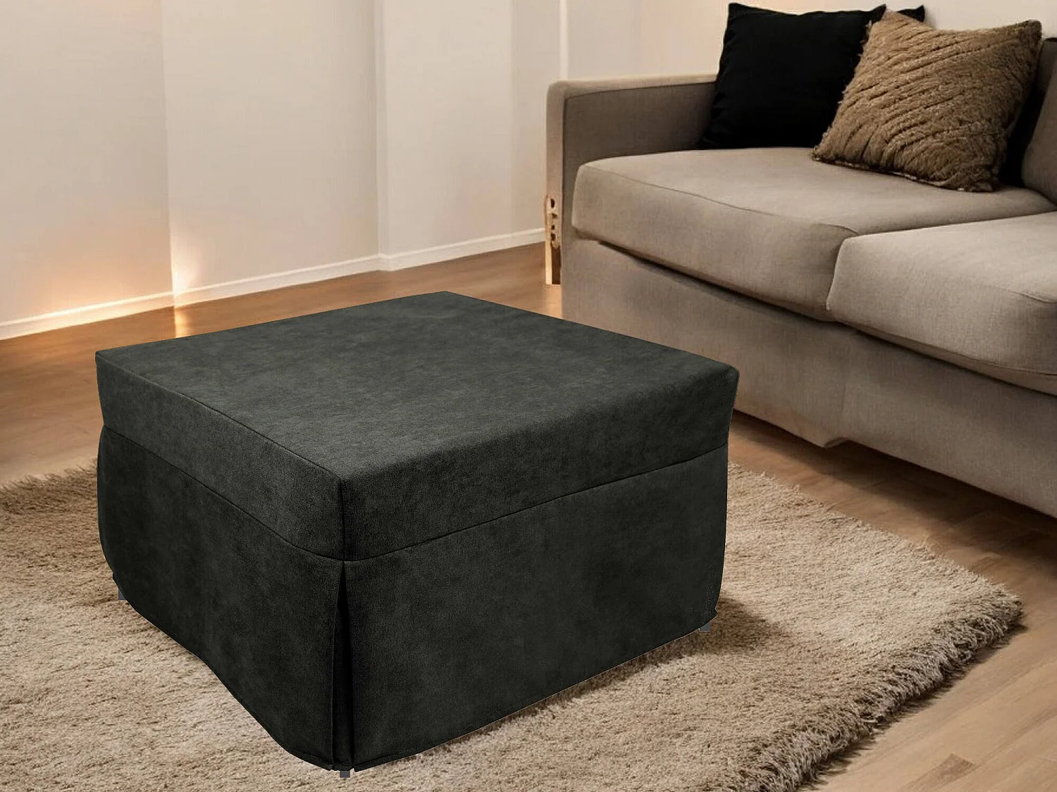 Pouf Arno, Fauteuil polyvalent, Chaise sac, Pouf repose-pieds, Made in Italy, 78x78 h45 cm, Gris