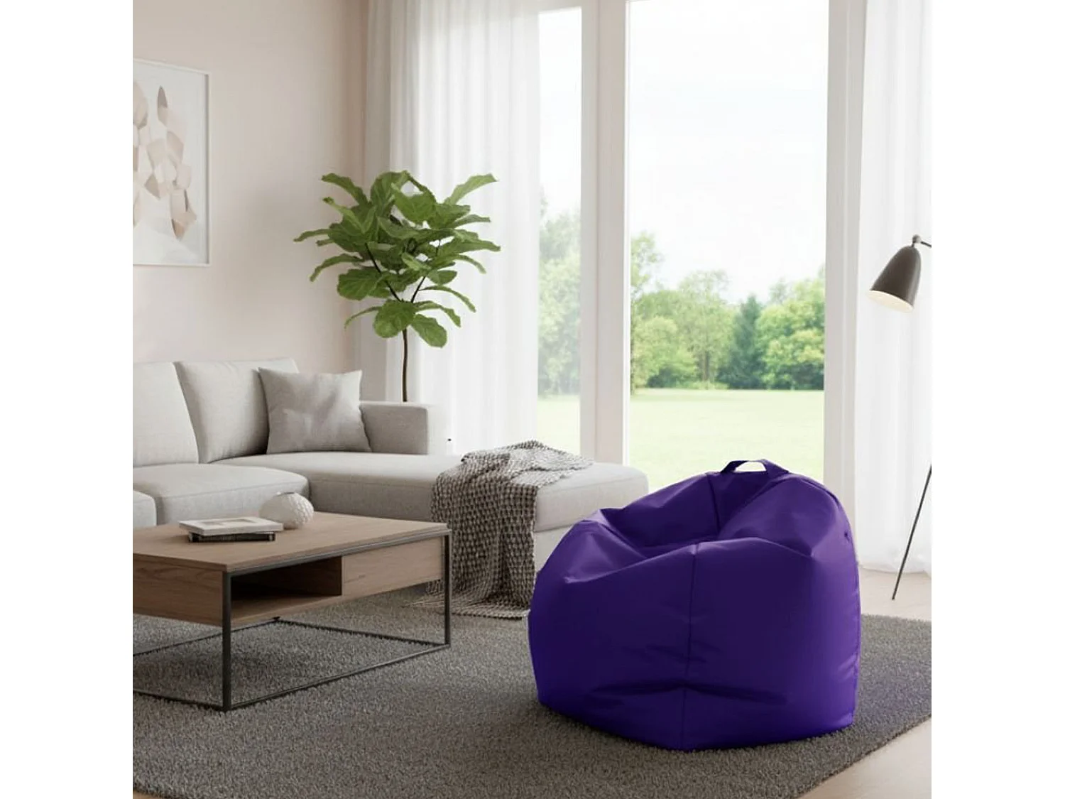 Ascia poef, Multifunctionele fauteuil, Zitzak, Voetenbank poef, Made in Italy, 65x65 h50 cm, Paars