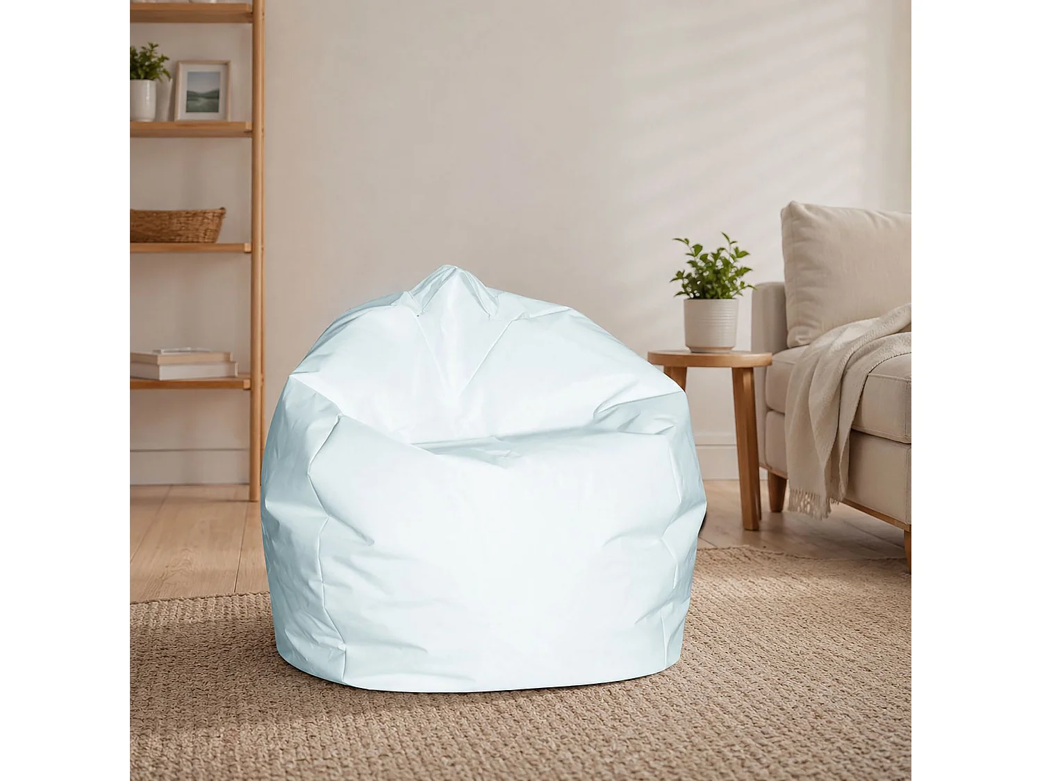 Pouf Ascia, Fauteuil polyvalent, Chaise sac, Pouf repose-pieds, Made in Italy, 65x65 h50 cm, Blanc