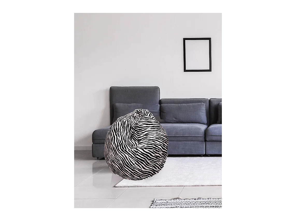 Pouf Lorenza, Mehrzwecksessel, Sitzsack, Hockerhocker, Made in Italy, 80x80 h120 cm, Schwarz und Weiß, Zebramuster