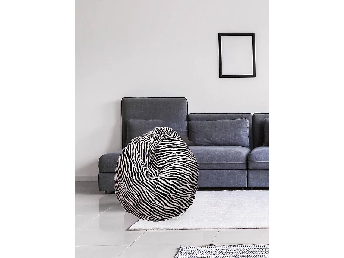 Lorenza poef, Multifunctionele fauteuil, Zitzak, Voetenbank poef, Made in Italy, 80x80 h120 cm, Zwart en Wit, Zebrapatroon