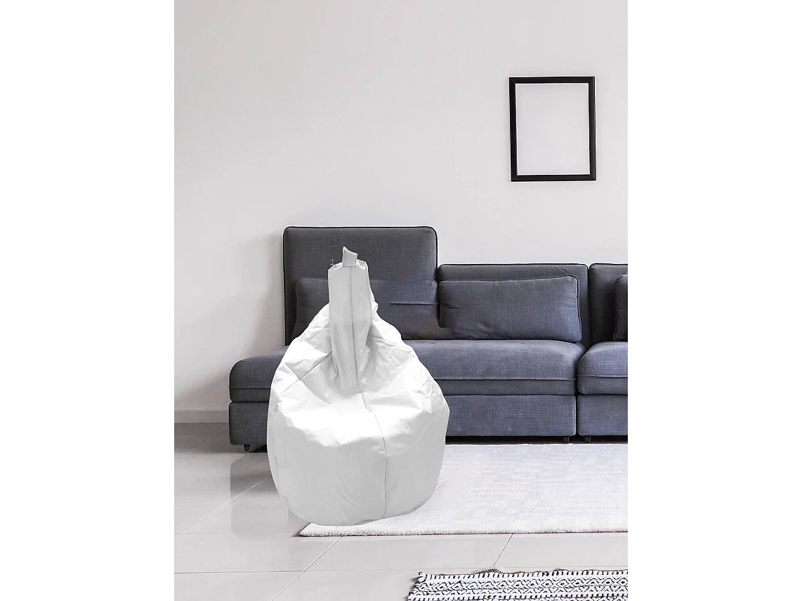 Pouf Angillina, Fauteuil polyvalent, Chaise sac, Pouf repose-pieds, Made in Italy, 80x80 h120 cm, Blanc