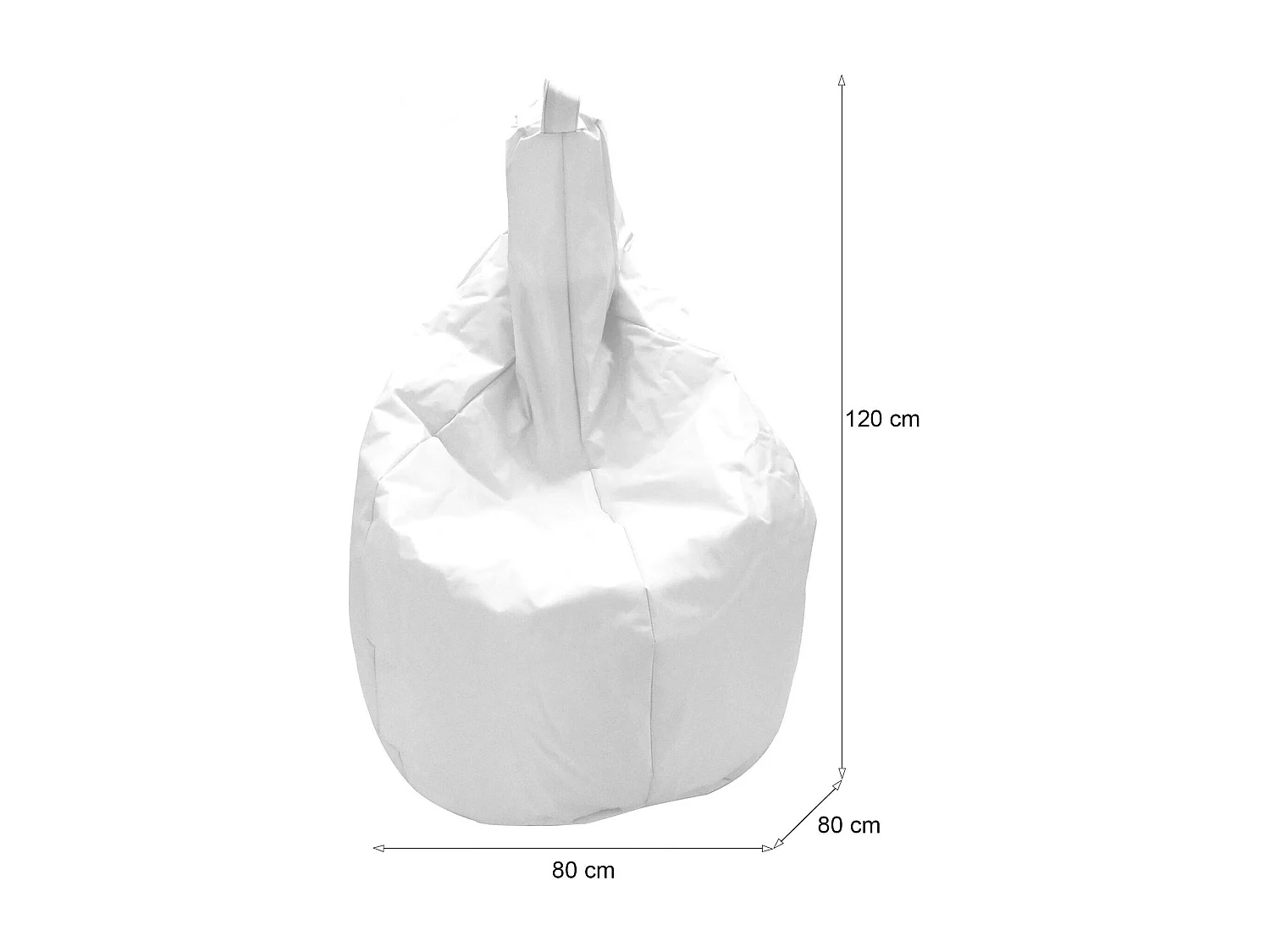 Pouf Angillina, Fauteuil polyvalent, Chaise sac, Pouf repose-pieds, Made in Italy, 80x80 h120 cm, Blanc