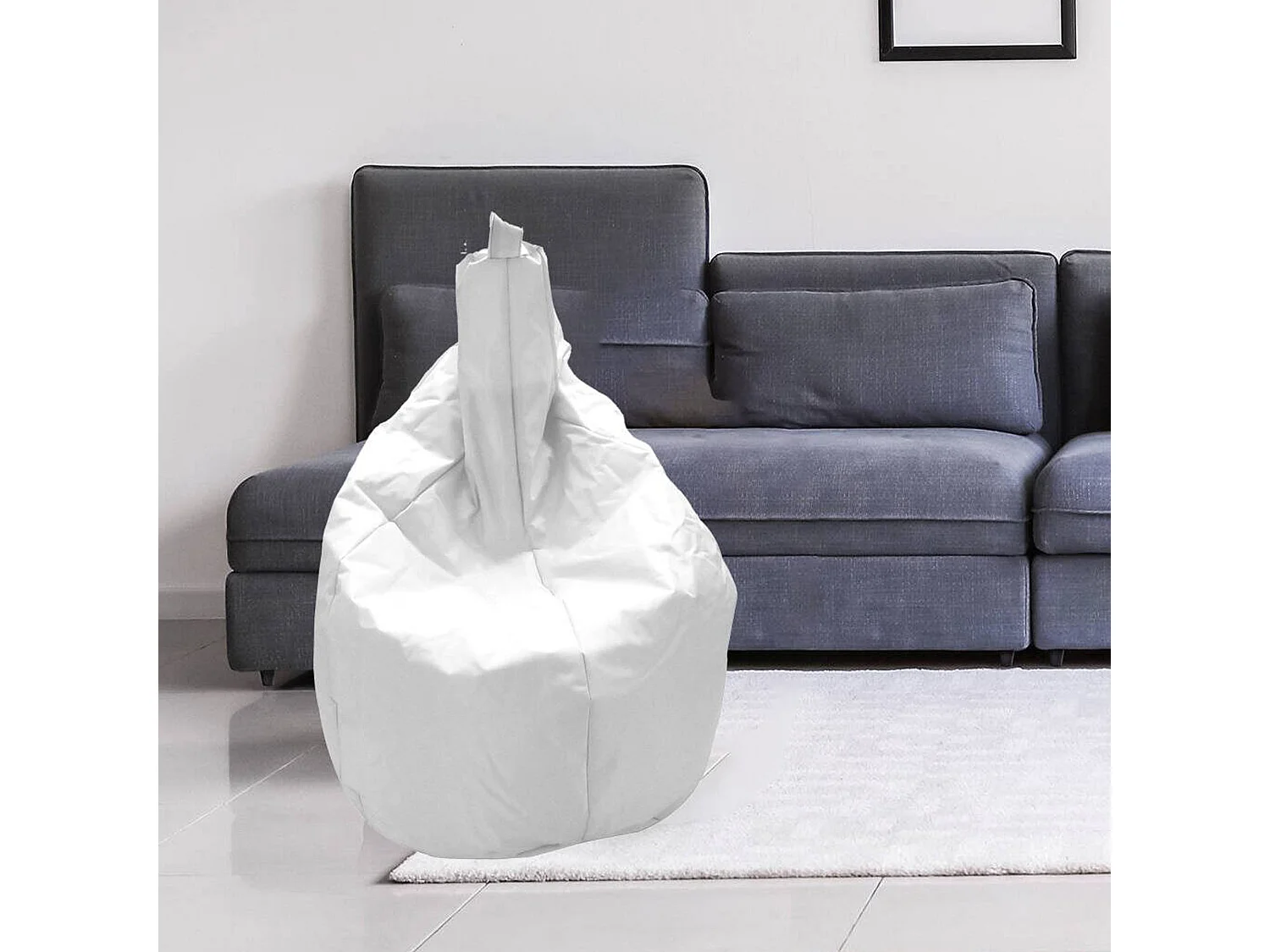 Angillina poef, Multifunctionele fauteuil, Zitzak, Voetenbank poef, Made in Italy, 80x80 h120 cm, Wit