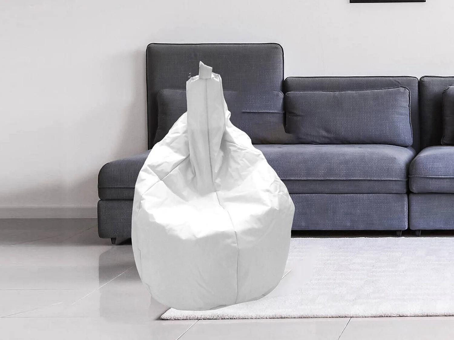 Angillina poef, Multifunctionele fauteuil, Zitzak, Voetenbank poef, Made in Italy, 80x80 h120 cm, Wit