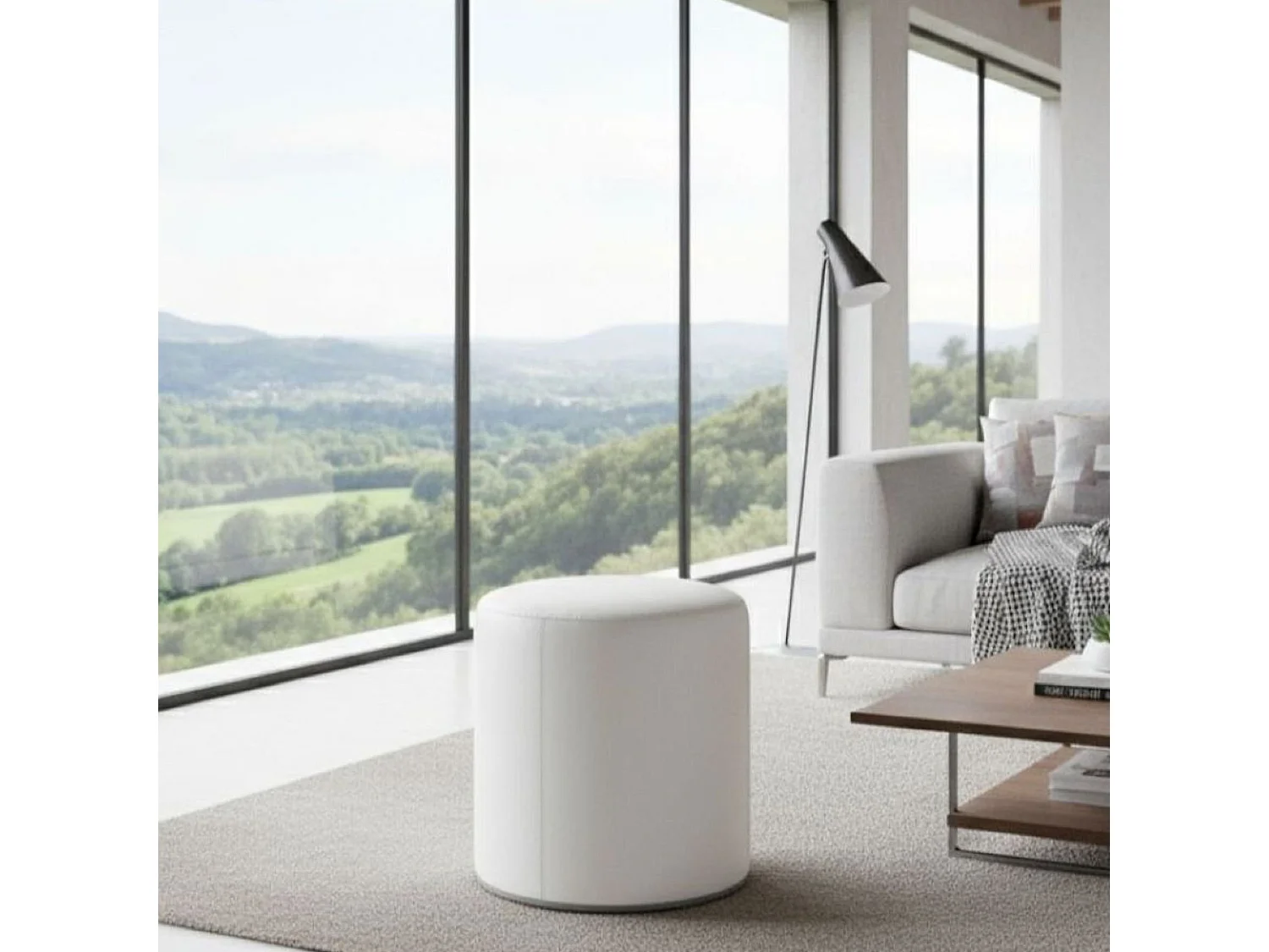 Lisboa poef, Multifunctionele fauteuil, Zitzak, Voetenbank poef, Made in Italy, 40x40 h42 cm, Wit