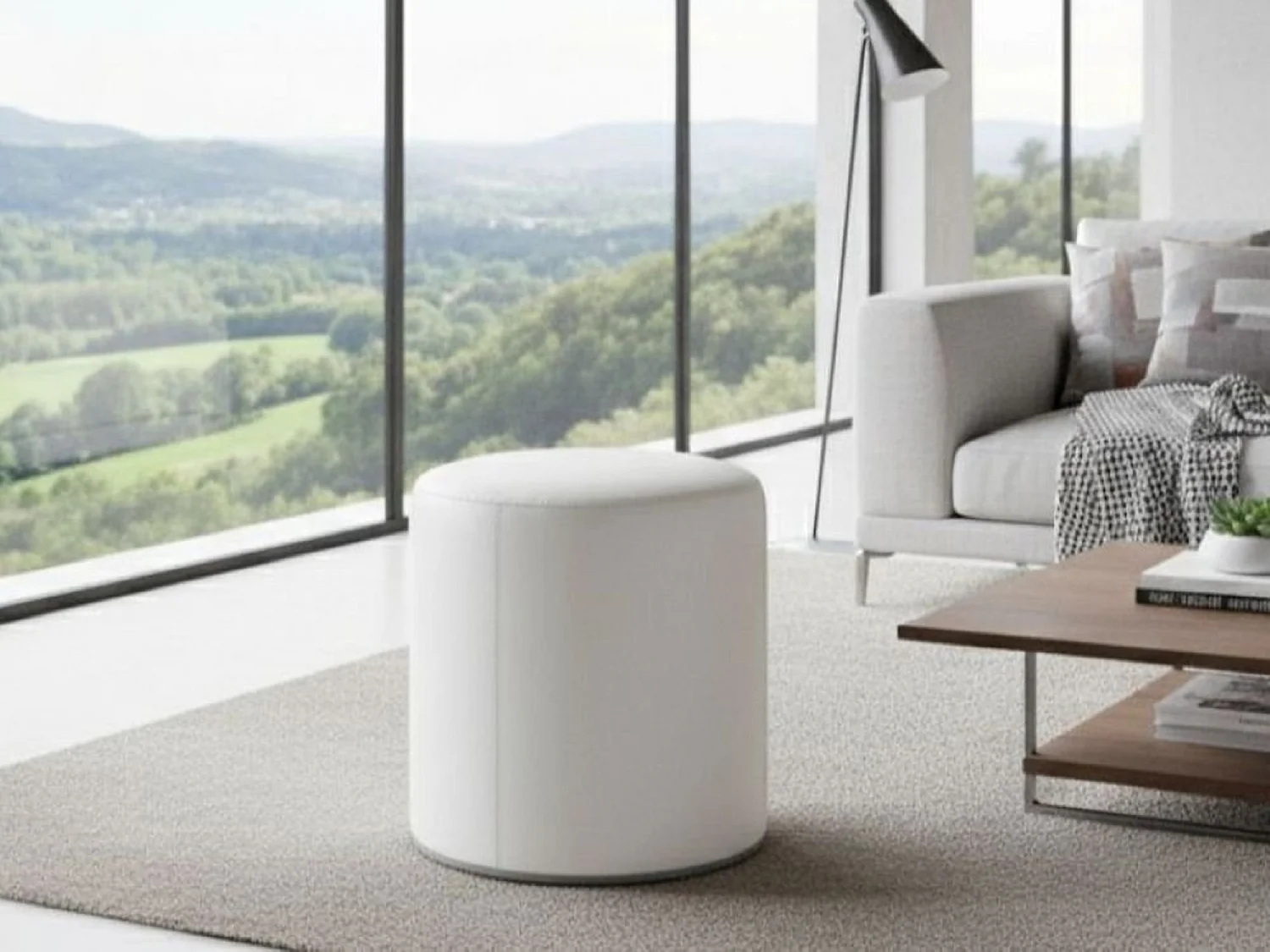 Pouf Lisboa, Fauteuil polyvalent, Chaise sac, Pouf repose-pieds, Made in Italy, 40x40 h42 cm, Blanc