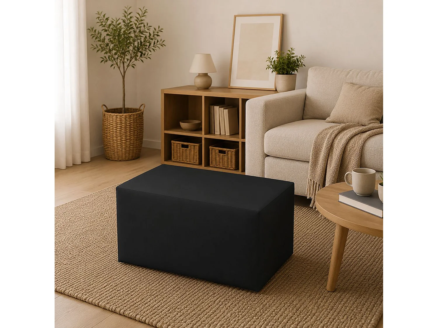 Pouf BucureÈ™ti, Fauteuil polyvalent, Chaise sac, Pouf repose-pieds, Made in Italy, 40x90 h42 cm, Noir