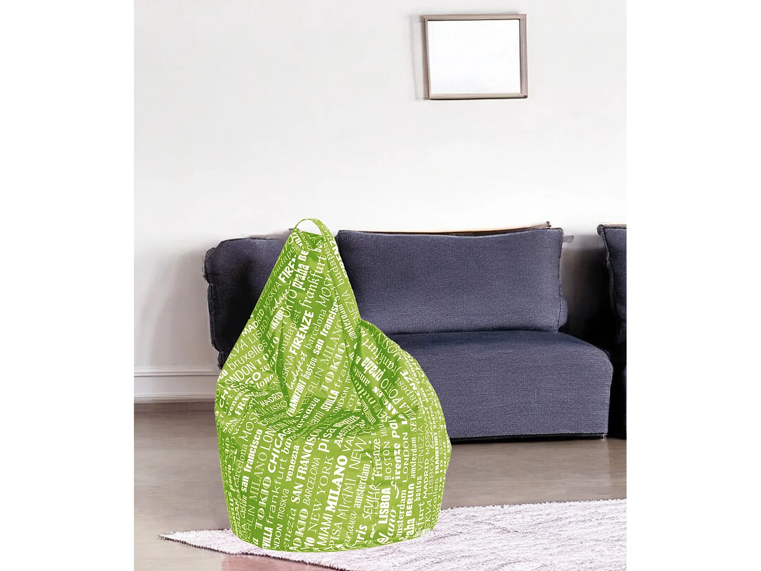 Talamo Italia - Pouf Marisa, 80x80 h120 cm, Verde e Bianco