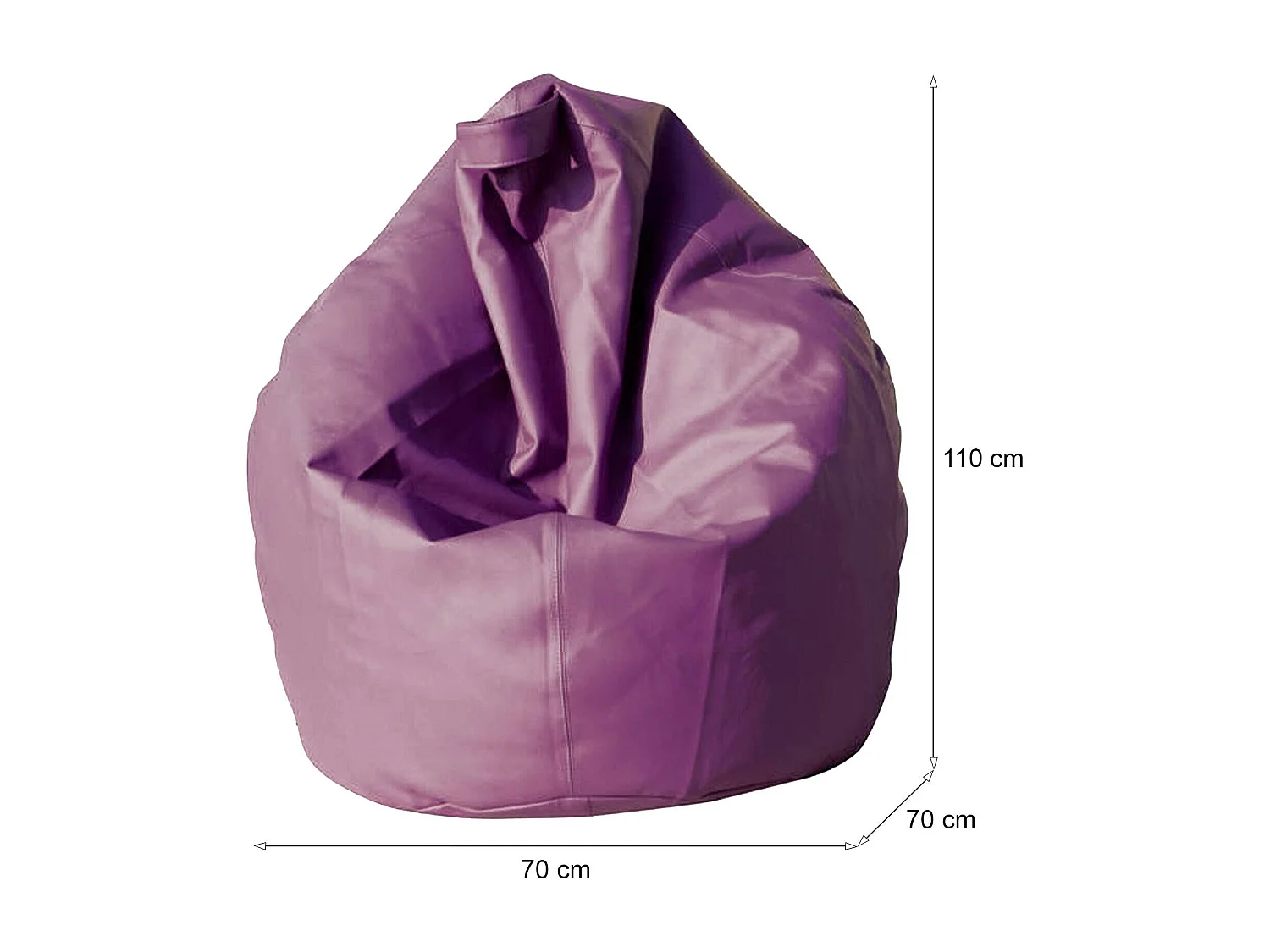 Pouf Azelia, Mehrzwecksessel, Sitzsack, Hockerhocker, Made in Italy, 70x70 h110 cm, Lila