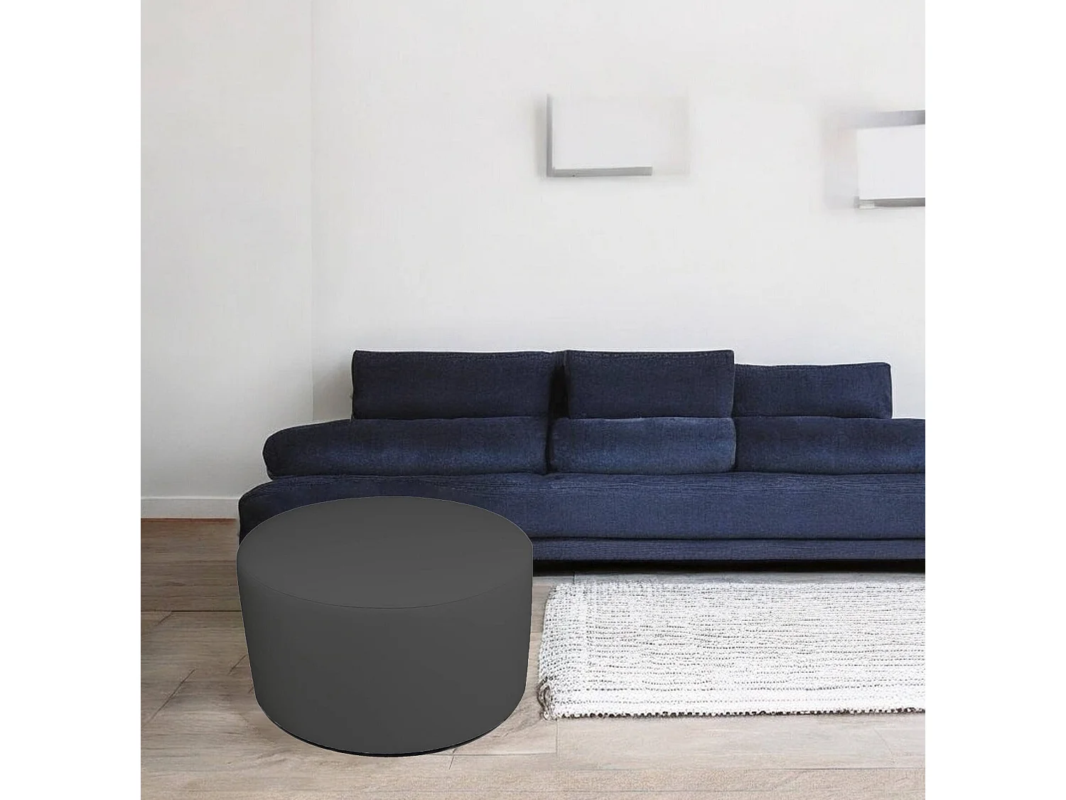 Pouf Anacapri, Fauteuil polyvalent, Chaise sac, Pouf repose-pieds, Made in Italy, 79x79 h42 cm, Gris foncé