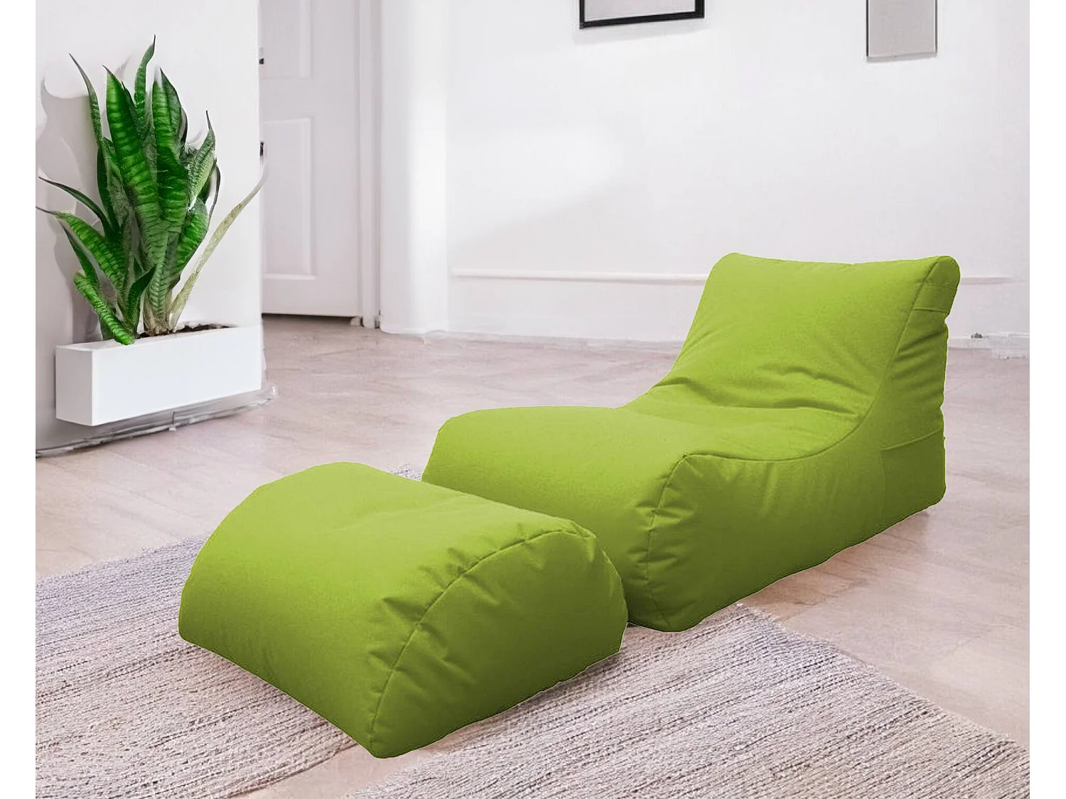 Pouf Alton, Fauteuil polyvalent, Chaise sac, Pouf repose-pieds, Made in Italy, 120x80 h60 cm, Vert