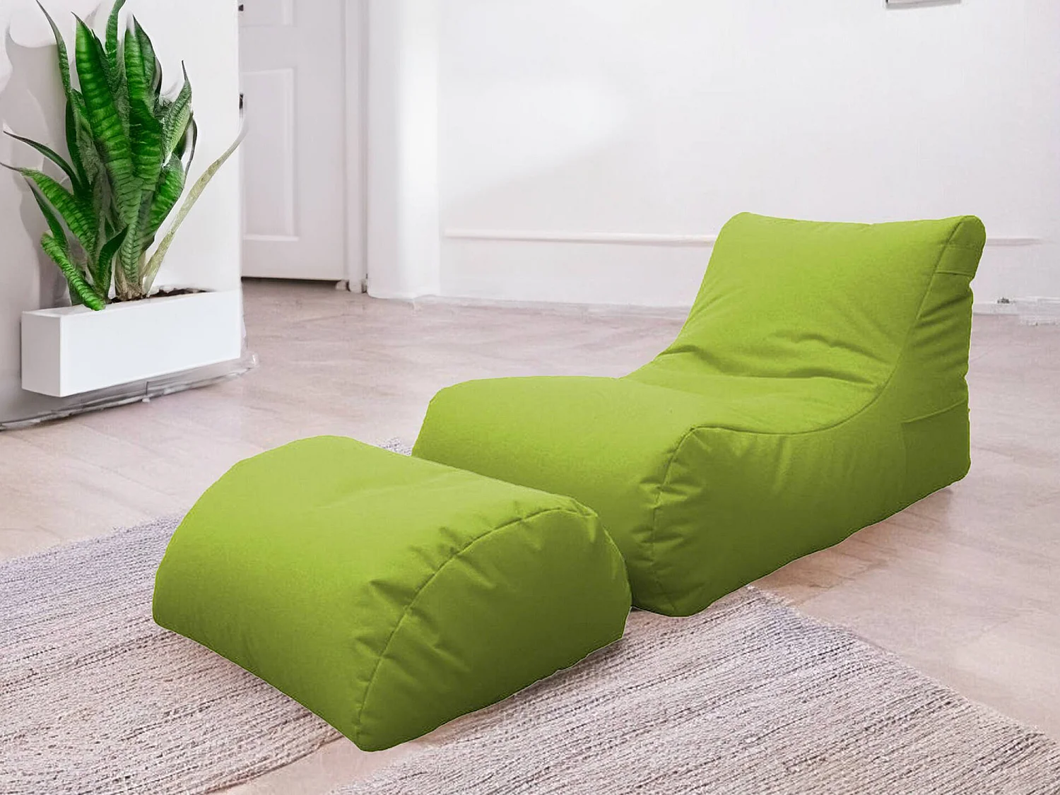 Pouf Alton, Fauteuil polyvalent, Chaise sac, Pouf repose-pieds, Made in Italy, 120x80 h60 cm, Vert