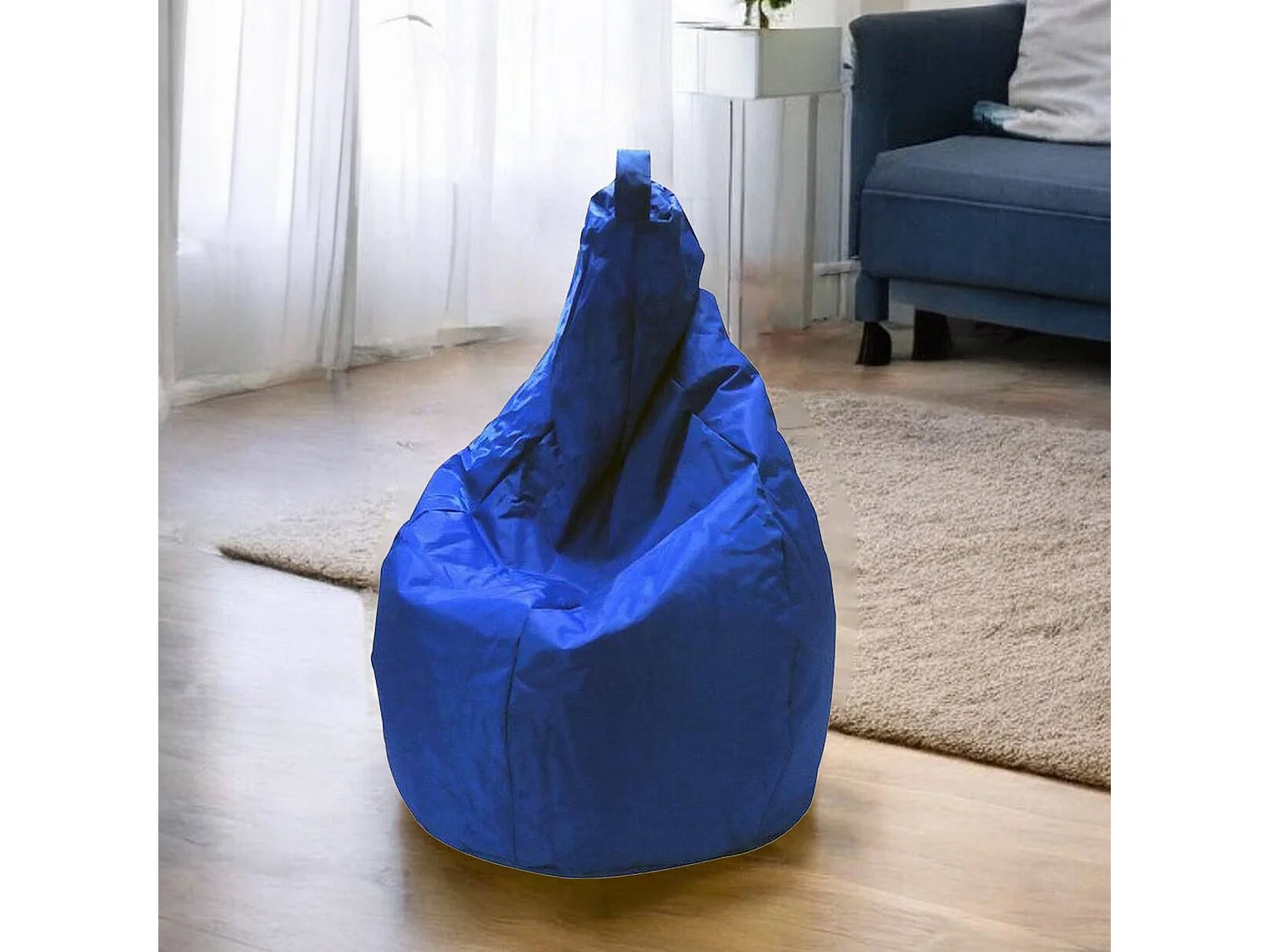 Pouf Angillina, Fauteuil polyvalent, Chaise sac, Pouf repose-pieds, Made in Italy, 80x80 h120 cm, Bleu