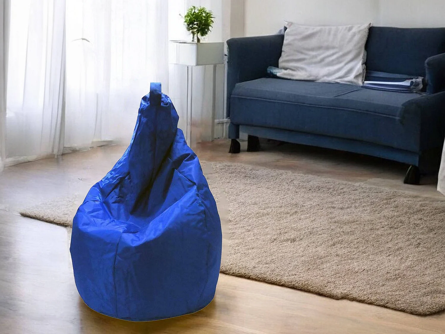 Angillina poef, Multifunctionele fauteuil, Zitzak, Voetenbank poef, Made in Italy, 80x80 h120 cm, Blauw