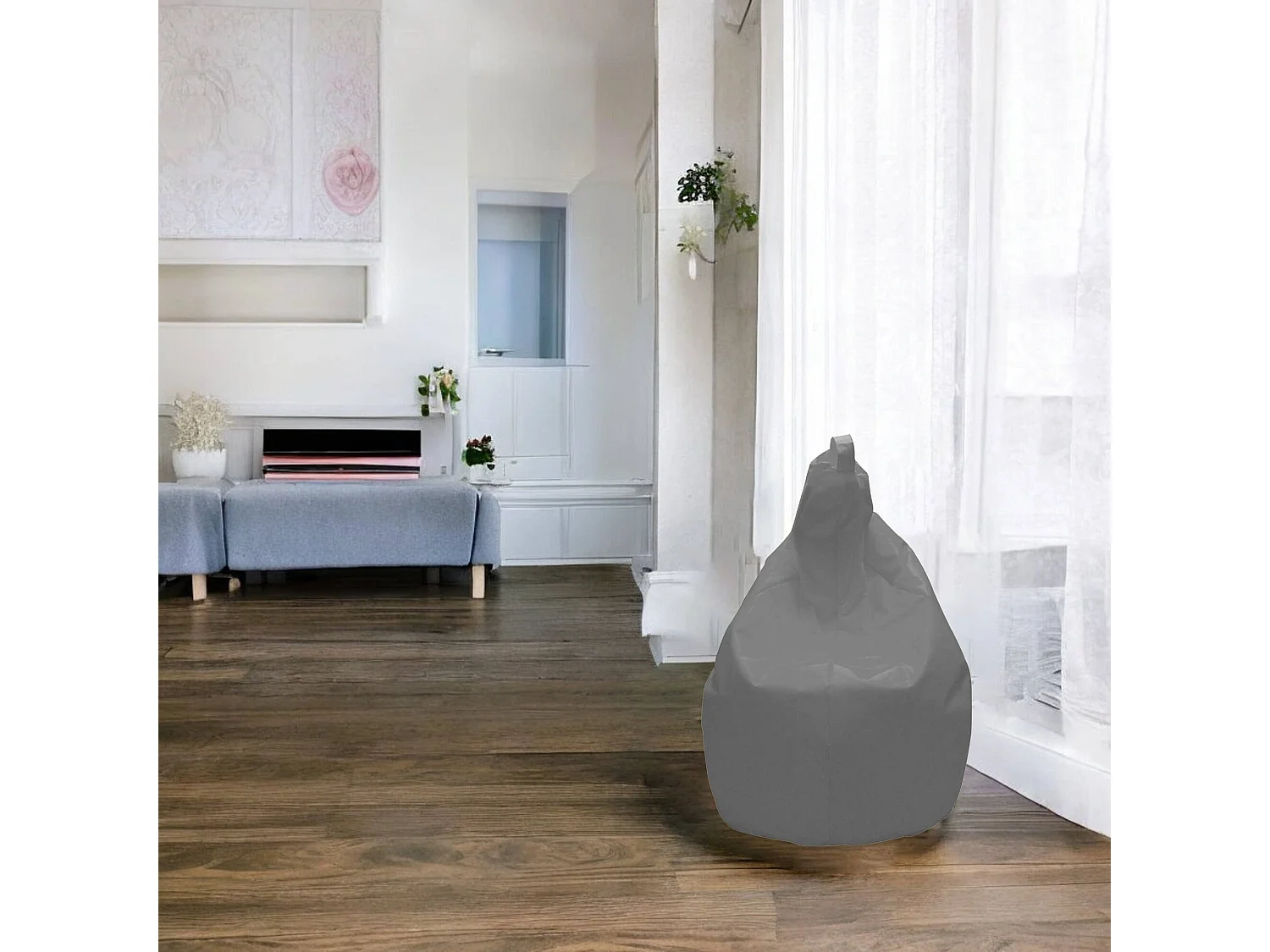 Pouf Angillina, Fauteuil polyvalent, Chaise sac, Pouf repose-pieds, Made in Italy, 80x80 h120 cm, Gris