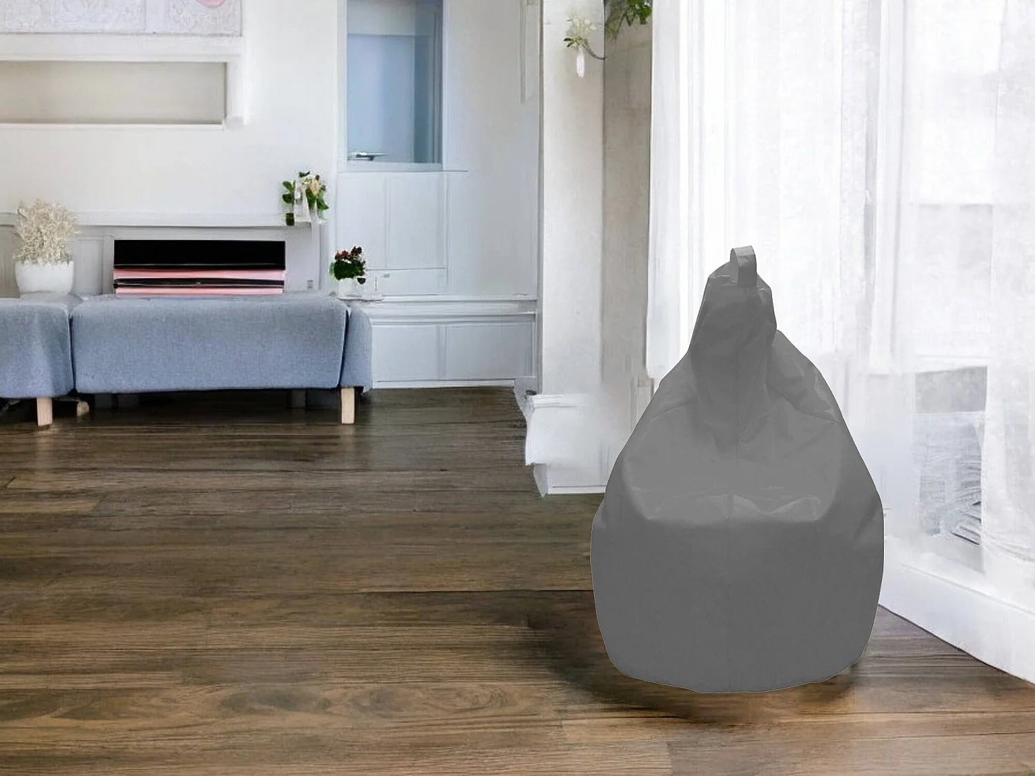 Angillina poef, Multifunctionele fauteuil, Zitzak, Voetenbank poef, Made in Italy, 80x80 h120 cm, Grijs