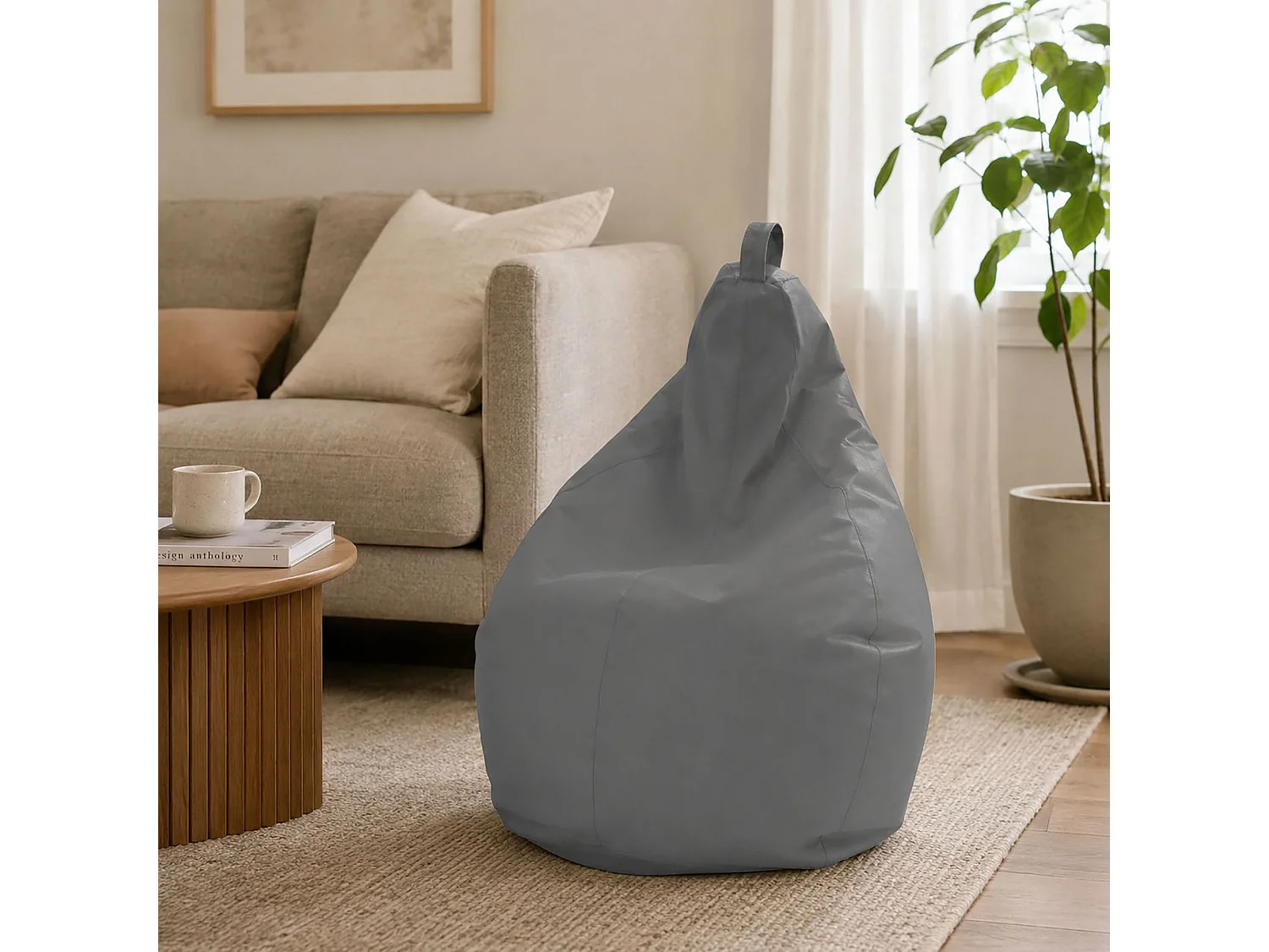 Pouf Angillina, Fauteuil polyvalent, Chaise sac, Pouf repose-pieds, Made in Italy, 80x80 h120 cm, Gris