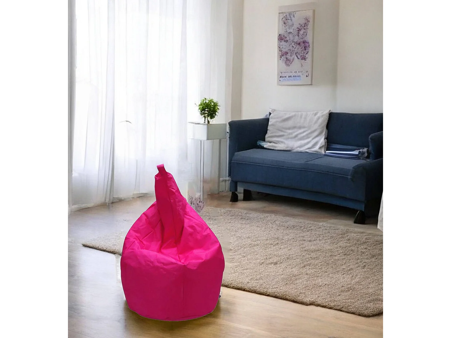 Pouf Angillina, Fauteuil polyvalent, Chaise sac, Pouf repose-pieds, Made in Italy, 80x80 h120 cm, Fuchsia