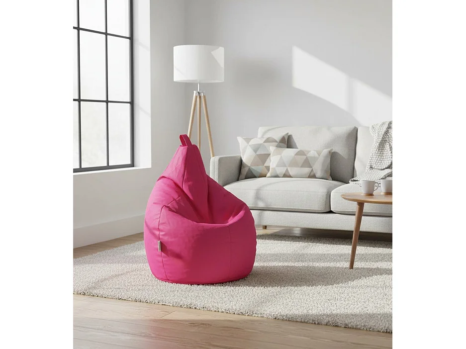 Pouf Angillina, Fauteuil polyvalent, Chaise sac, Pouf repose-pieds, Made in Italy, 80x80 h120 cm, Fuchsia
