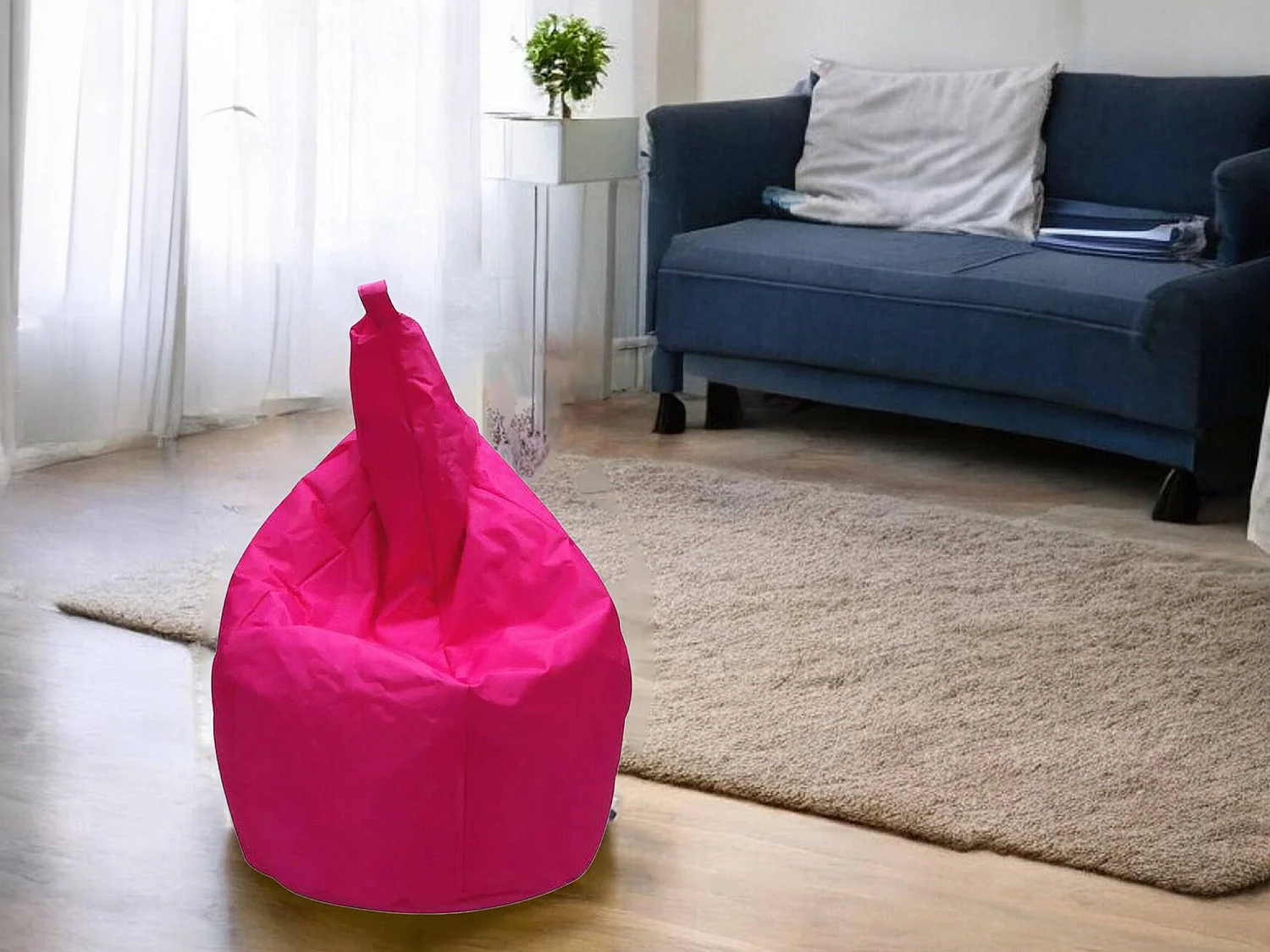 Pouf Angillina, Fauteuil polyvalent, Chaise sac, Pouf repose-pieds, Made in Italy, 80x80 h120 cm, Fuchsia