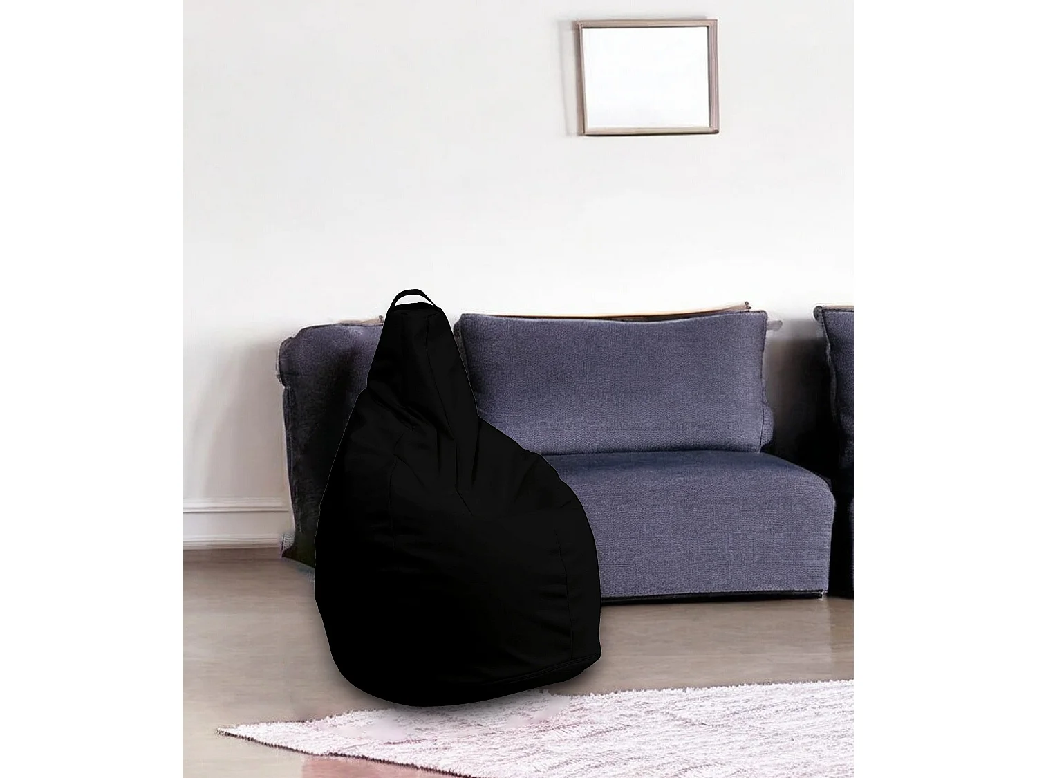 Agordo poef, Multifunctionele fauteuil, Zitzak, Voetenbank poef, Made in Italy, 90x90 h120 cm, Zwart