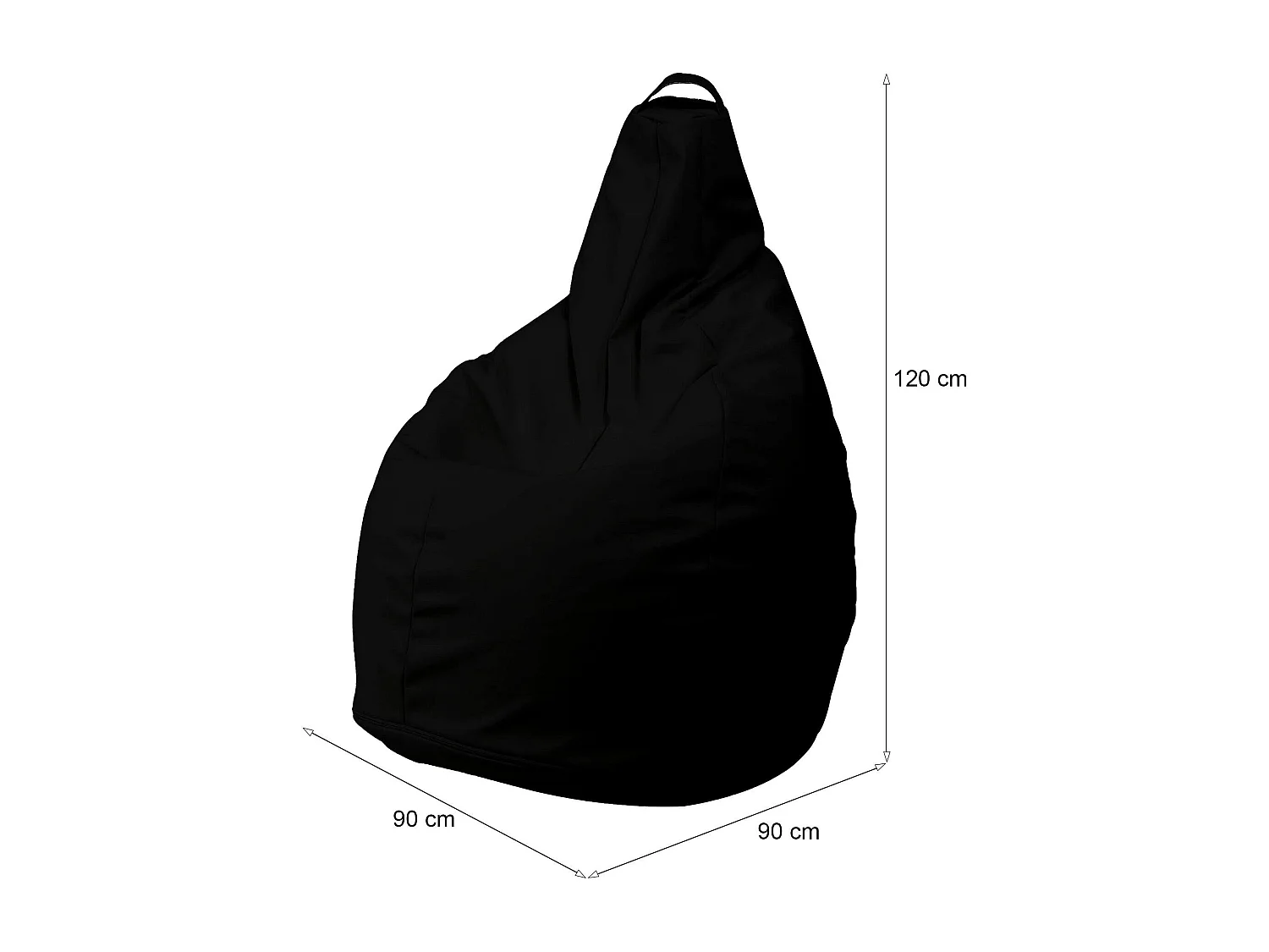 Pouf Agordo, Fauteuil polyvalent, Chaise sac, Pouf repose-pieds, Made in Italy, 90x90 h120 cm, Noir