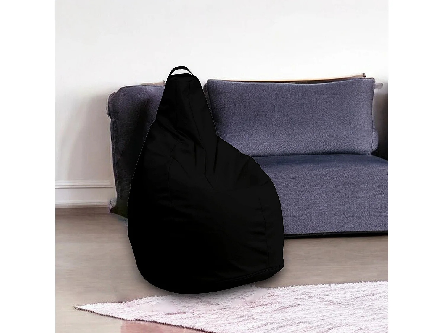 Pouf Agordo, Fauteuil polyvalent, Chaise sac, Pouf repose-pieds, Made in Italy, 90x90 h120 cm, Noir
