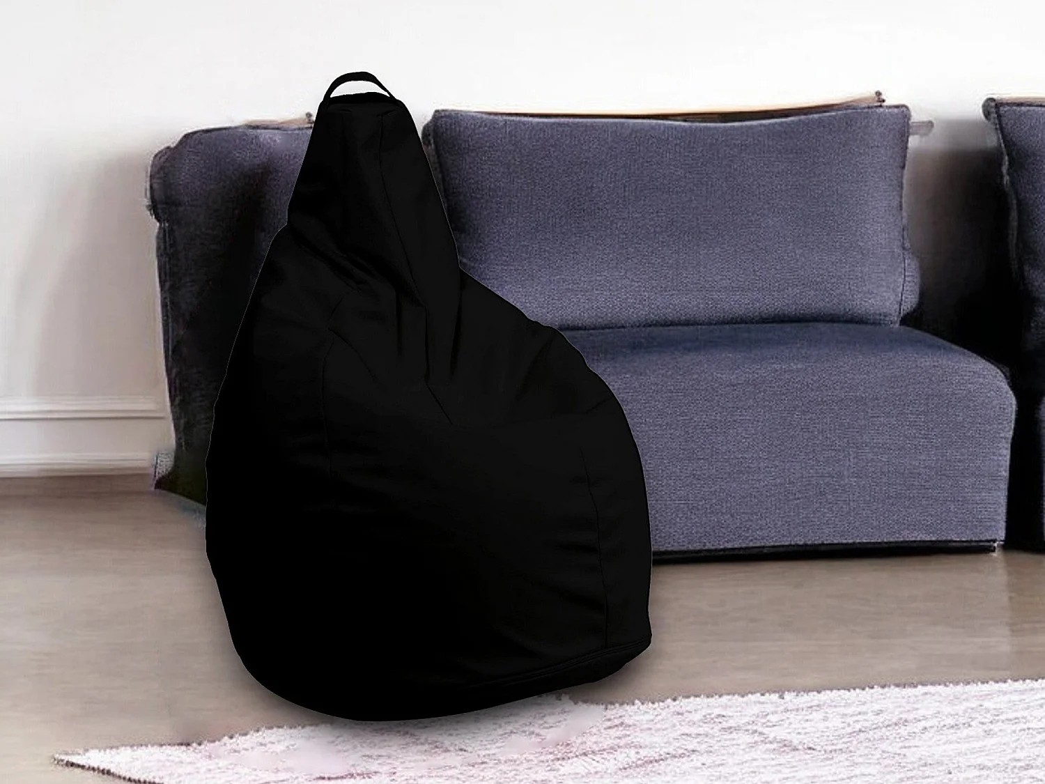 Pouf Agordo, Fauteuil polyvalent, Chaise sac, Pouf repose-pieds, Made in Italy, 90x90 h120 cm, Noir