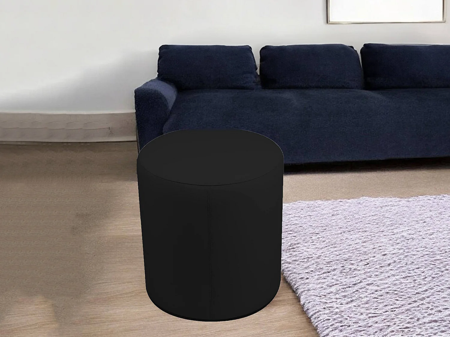 Pouf Lisboa, Forma Cilindrica Made in Italy, 40x40x42h cm Nero