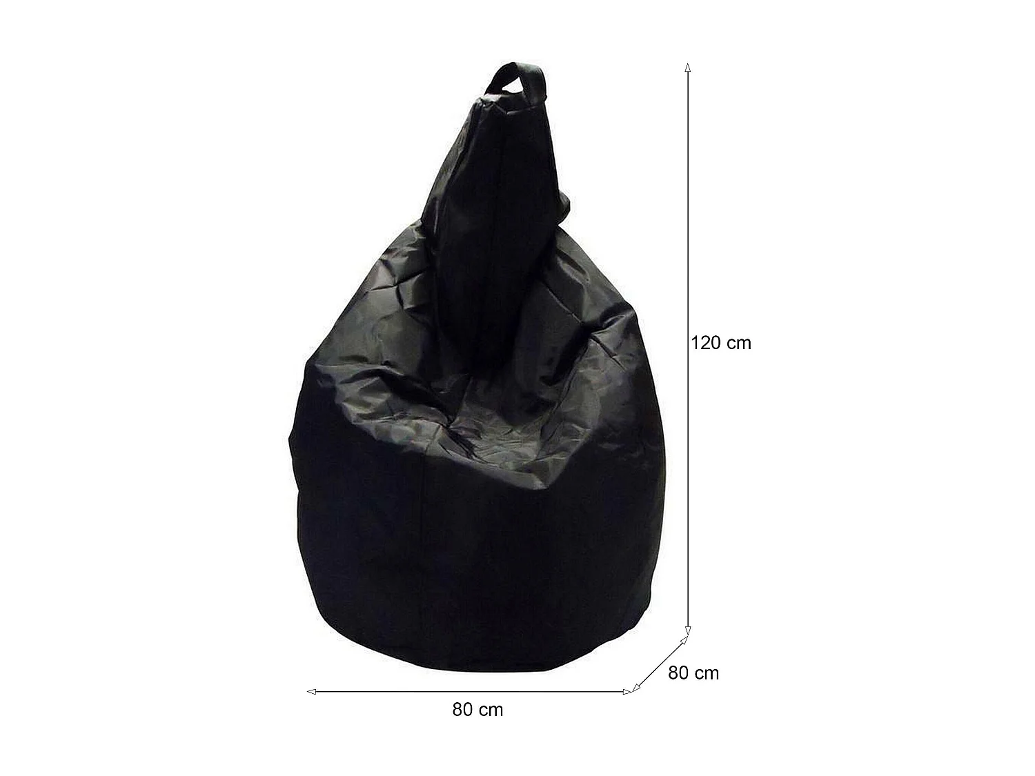 Pouf Angillina, Fauteuil polyvalent, Chaise sac, Pouf repose-pieds, Made in Italy, 80x80 h120 cm, Noir