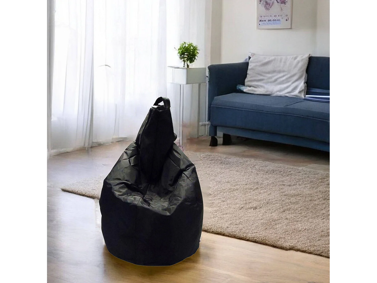 Pouf Angillina, Fauteuil polyvalent, Chaise sac, Pouf repose-pieds, Made in Italy, 80x80 h120 cm, Noir