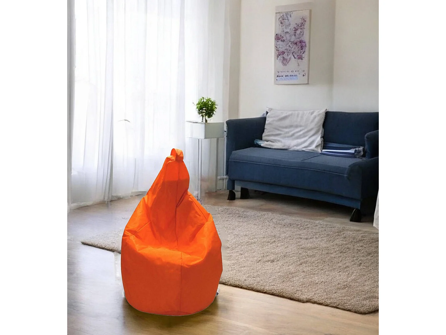 Pouf Angillina, Fauteuil polyvalent, Chaise sac, Pouf repose-pieds, Made in Italy, 80x80 h120 cm, Orange