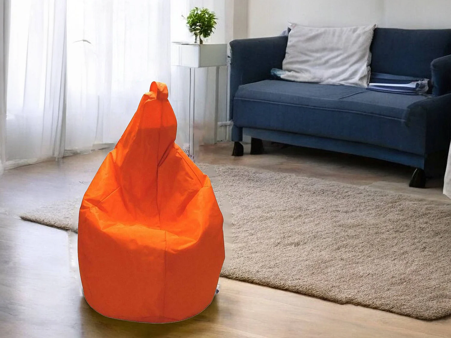Pouf Angillina, Fauteuil polyvalent, Chaise sac, Pouf repose-pieds, Made in Italy, 80x80 h120 cm, Orange