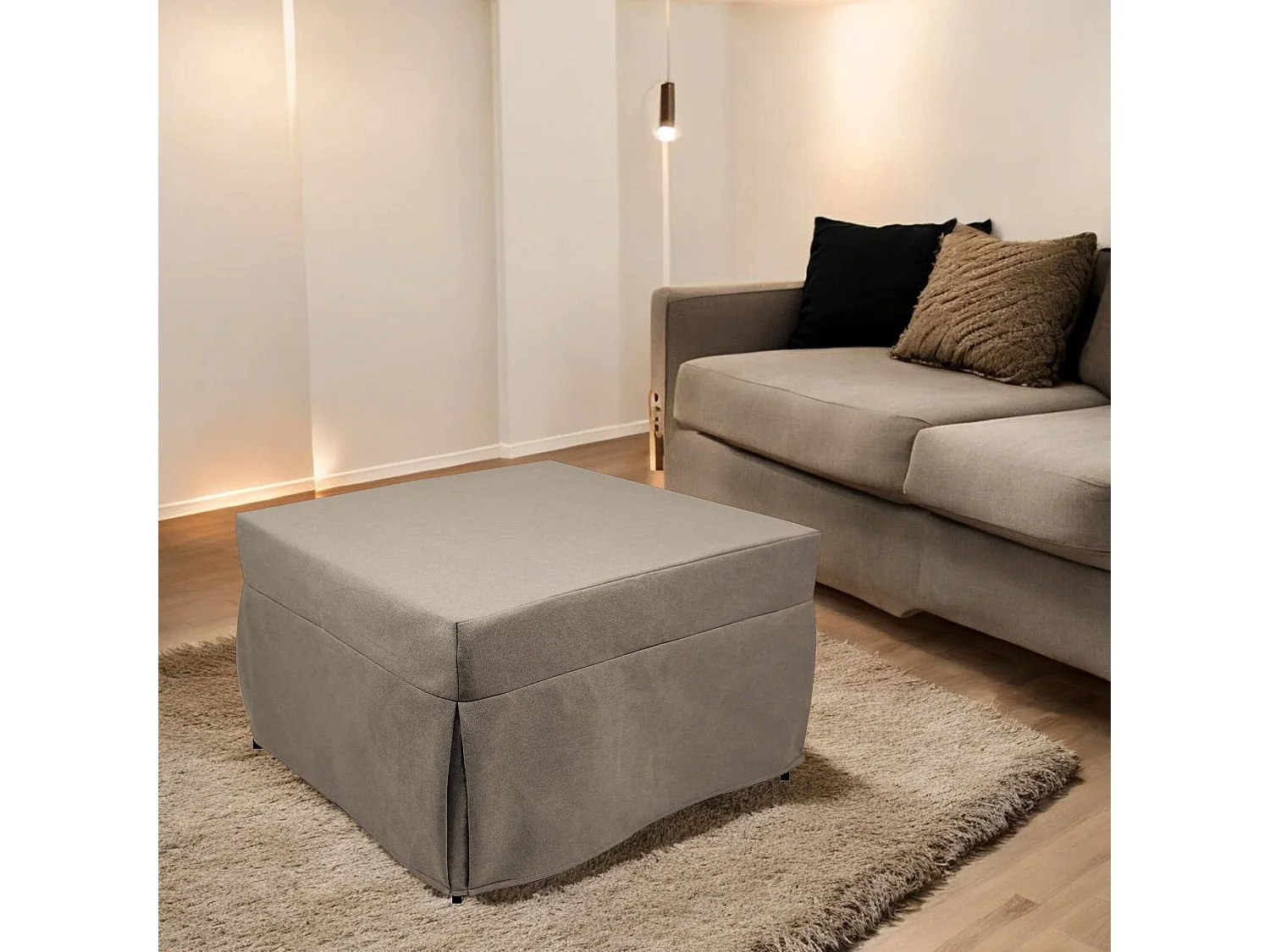 Pouf Arno, Fauteuil polyvalent, Chaise sac, Pouf repose-pieds, Made in Italy, 78x78 h45 cm, Tourterelle