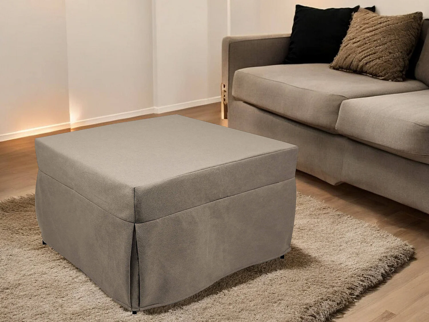 Pouf Arno, Fauteuil polyvalent, Chaise sac, Pouf repose-pieds, Made in Italy, 78x78 h45 cm, Tourterelle