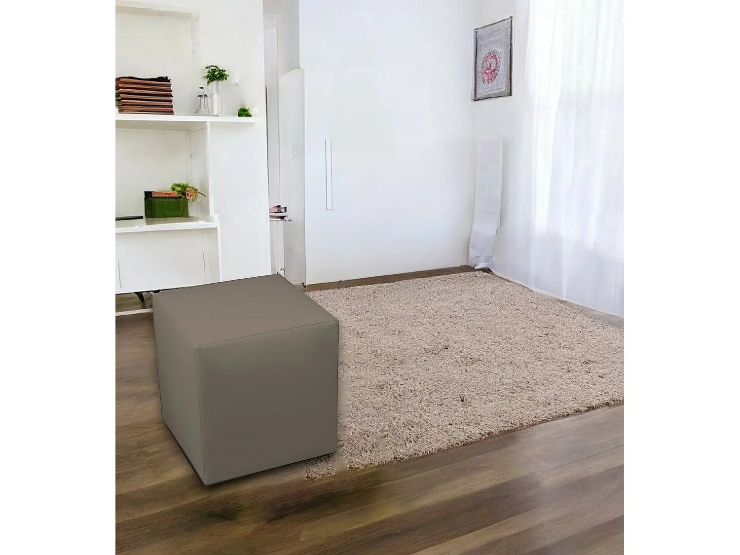 Pouf Accumoli, Fauteuil polyvalent, Chaise sac, Pouf repose-pieds, Made in Italy, 40x40 h42 cm, Tourterelle