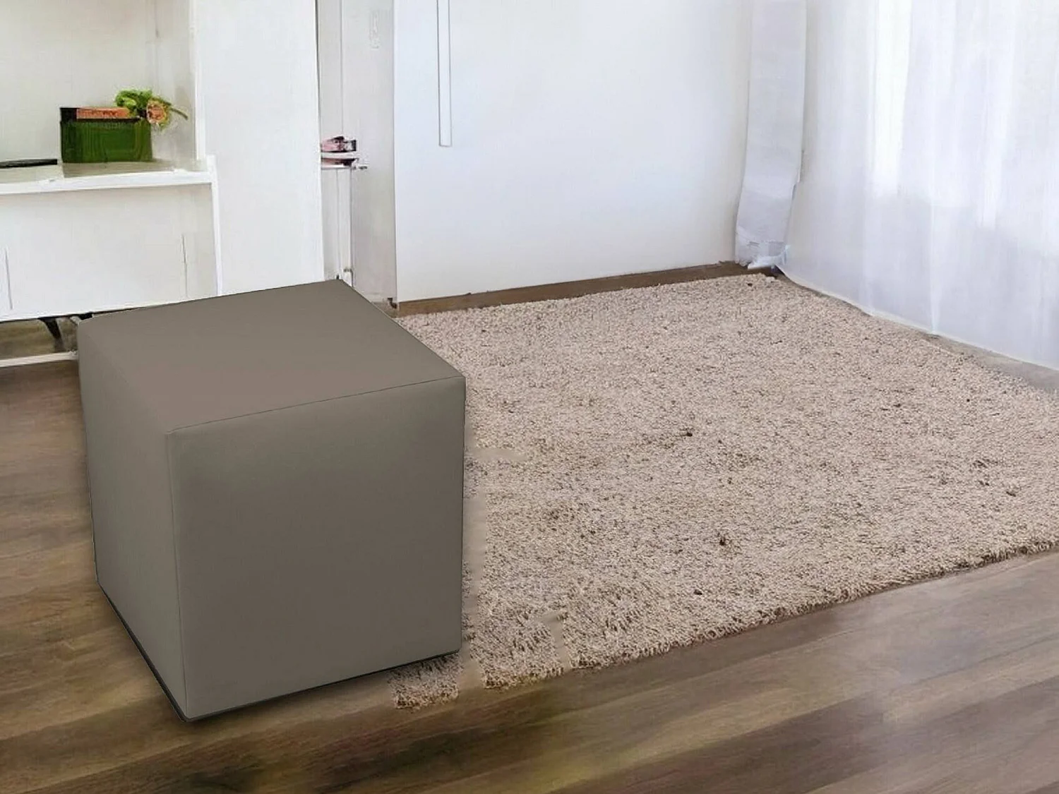 Pouf Accumoli, Mehrzwecksessel, Sitzsack, Hockerhocker, Made in Italy, 40x40 h42 cm, Taube