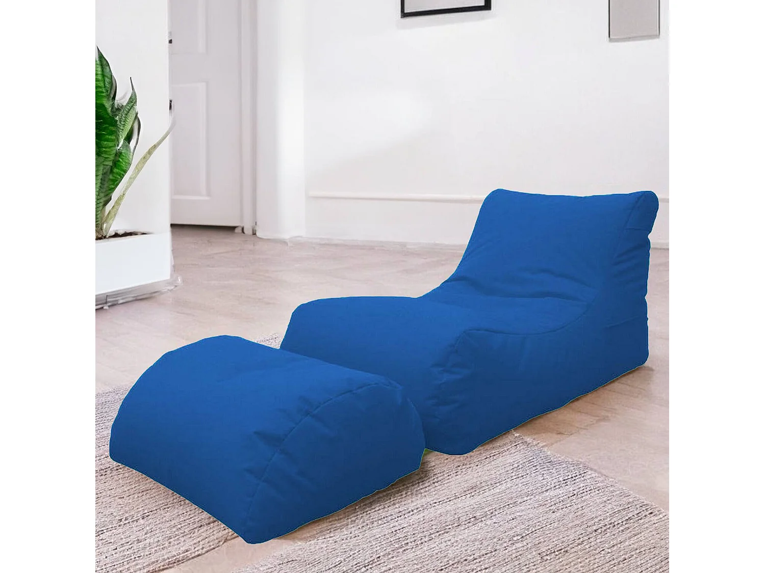 Alton poef, Multifunctionele fauteuil, Zitzak, Voetenbank poef, Made in Italy, 120x80 h60 cm, Blauw
