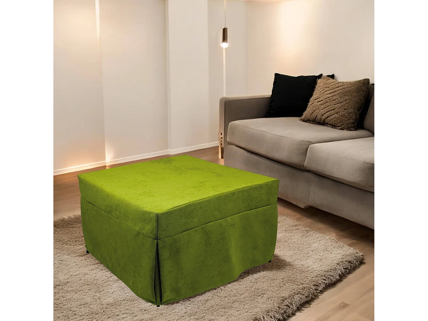 Arno poef, Multifunctionele fauteuil, Zitzak, Voetenbank poef, Made in Italy, 78x78 h45 cm, Groen