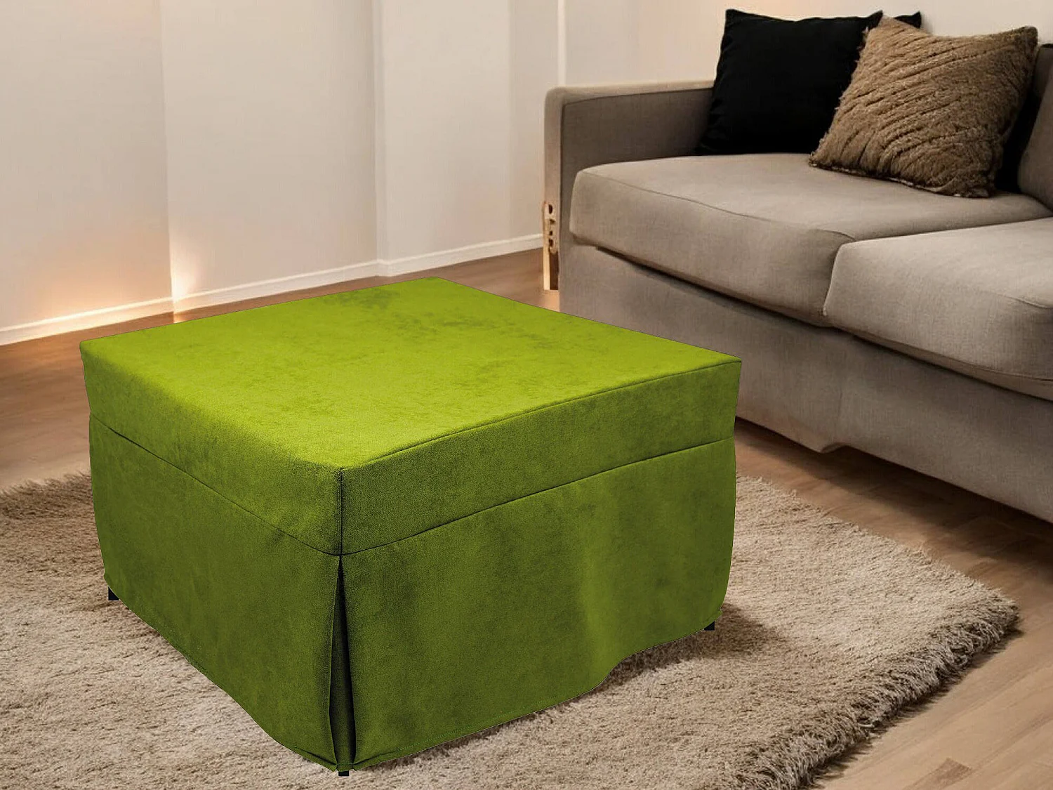 Pouf Arno, Fauteuil polyvalent, Chaise sac, Pouf repose-pieds, Made in Italy, 78x78 h45 cm, Vert