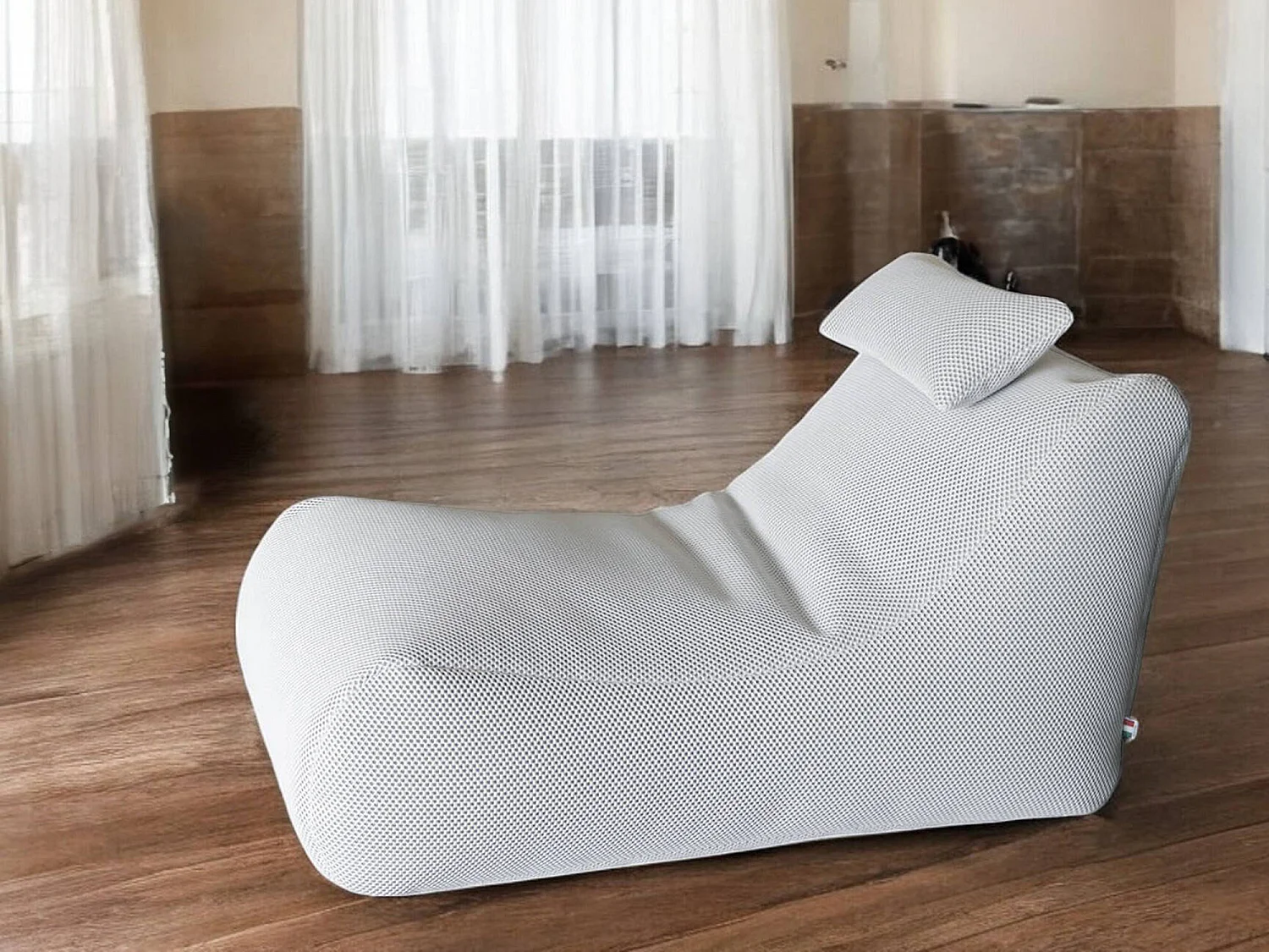 Pouf ÐœÑ–hck, Fauteuil polyvalent, Chaise sac, Pouf repose-pieds, Made in Italy, 70x120 h65 cm, Blanc