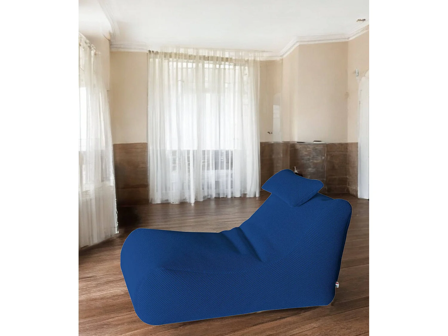 Pouf ÐœÑ–hck, Mehrzwecksessel, Sitzsack, Hockerhocker, Made in Italy, 70x120 h65 cm, Blau