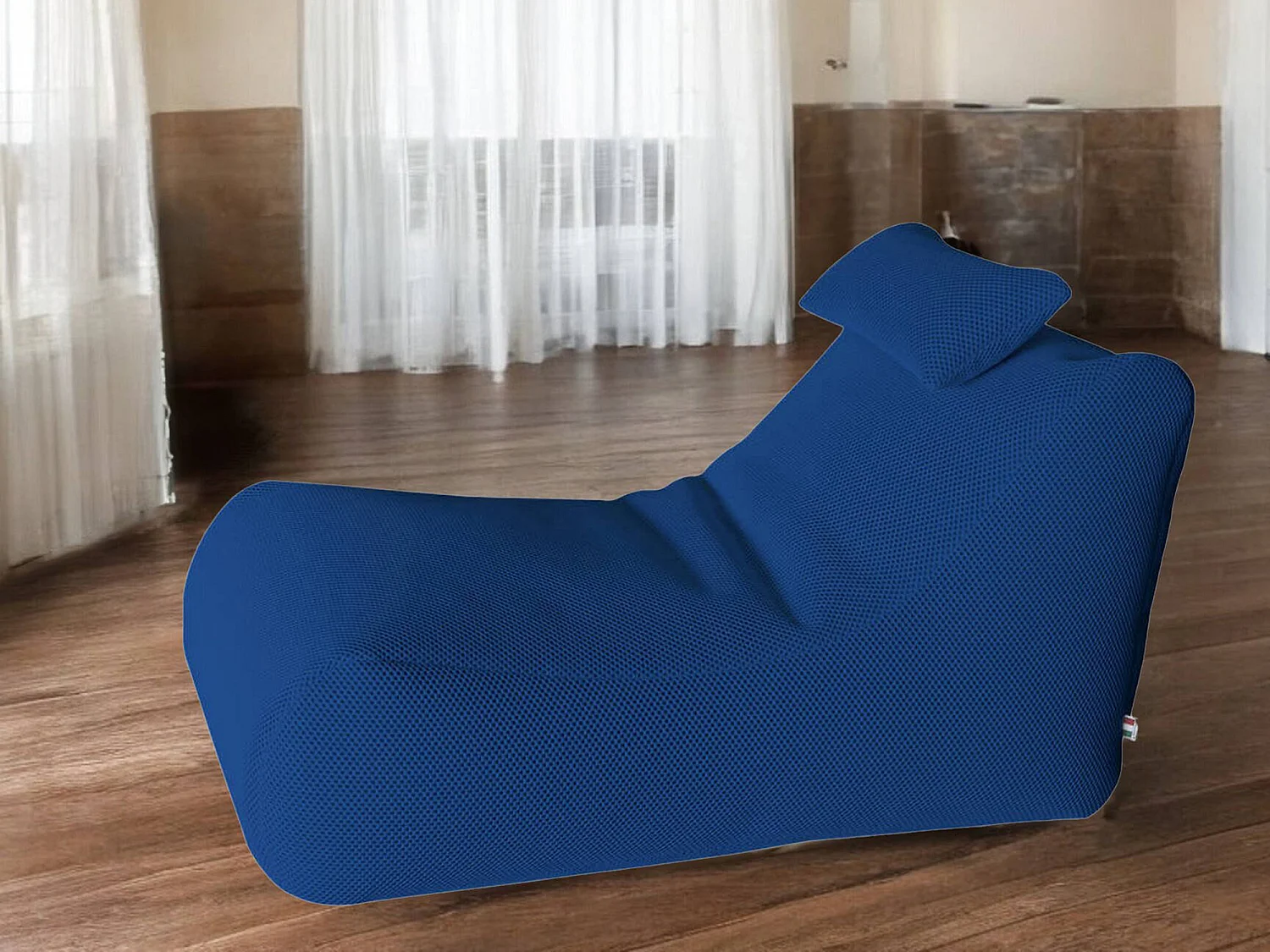 Pouf ÐœÑ–hck, Fauteuil polyvalent, Chaise sac, Pouf repose-pieds, Made in Italy, 70x120 h65 cm, Bleu