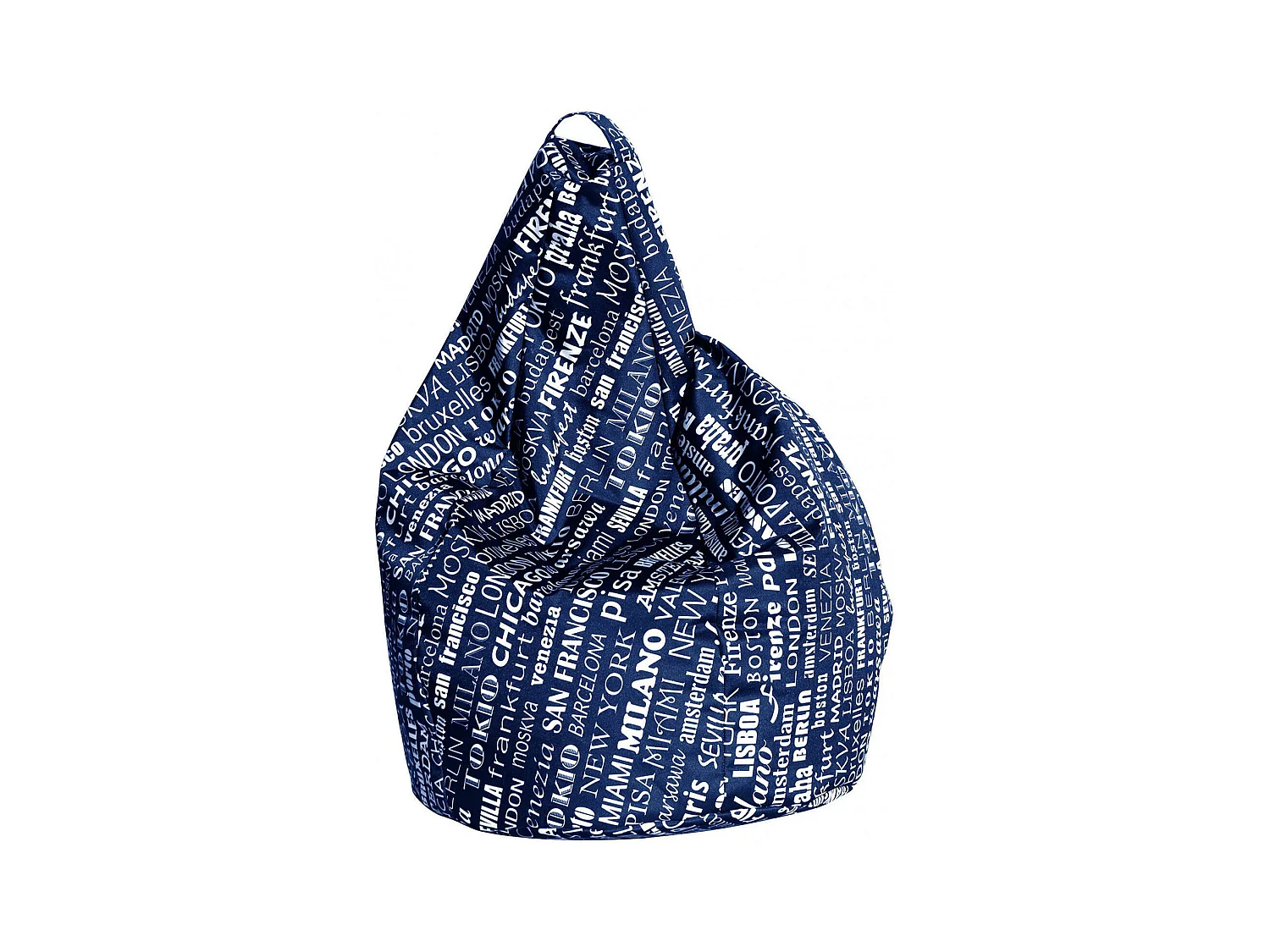 Pouf Marisa, Fauteuil polyvalent, Chaise sac, Pouf repose-pieds, Made in Italy, 80x80 h120 cm, Bleu et blanc