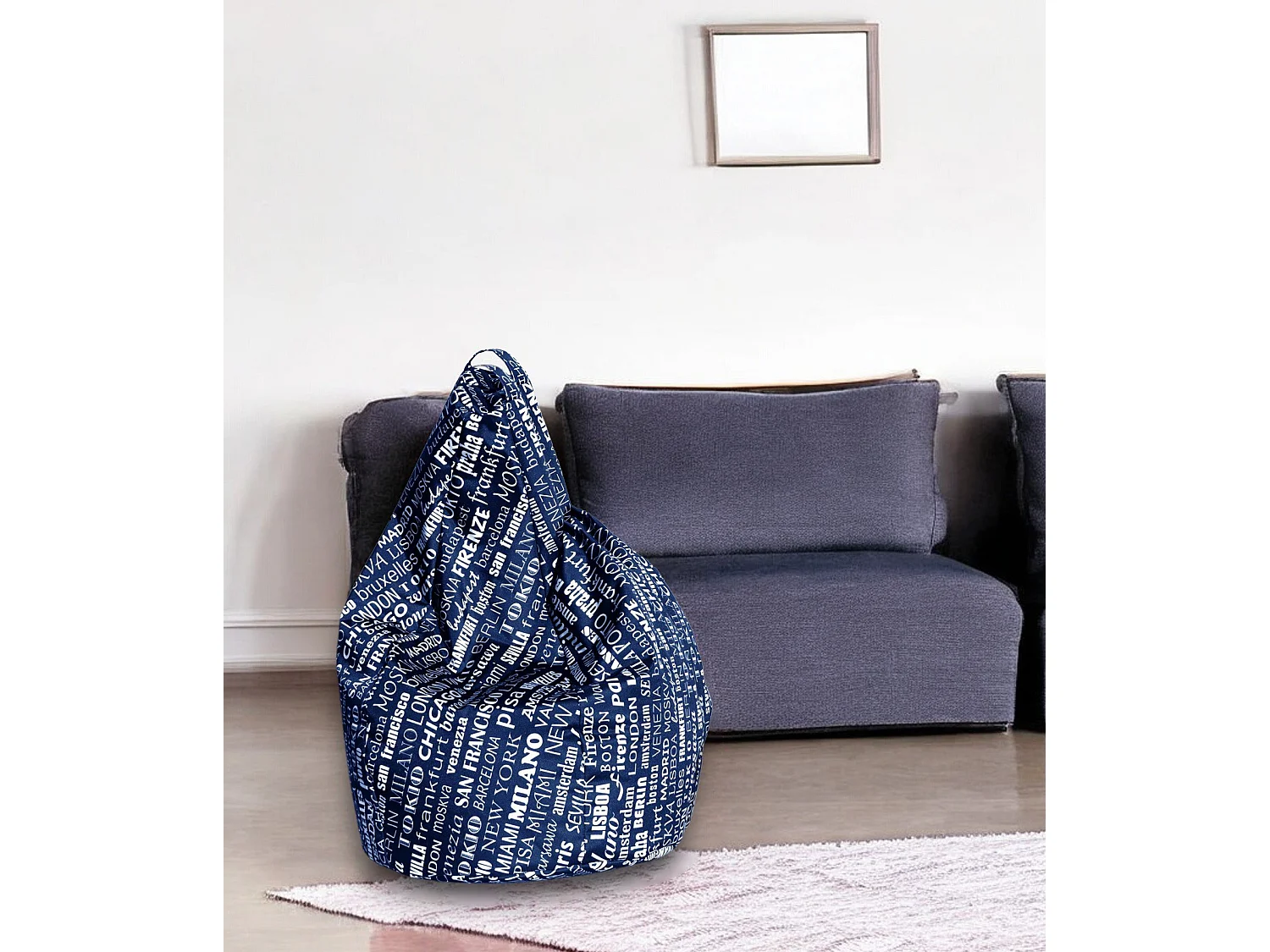 Pouf Marisa, Forma Sacco Made in Italy, 80x80x120h cm blu